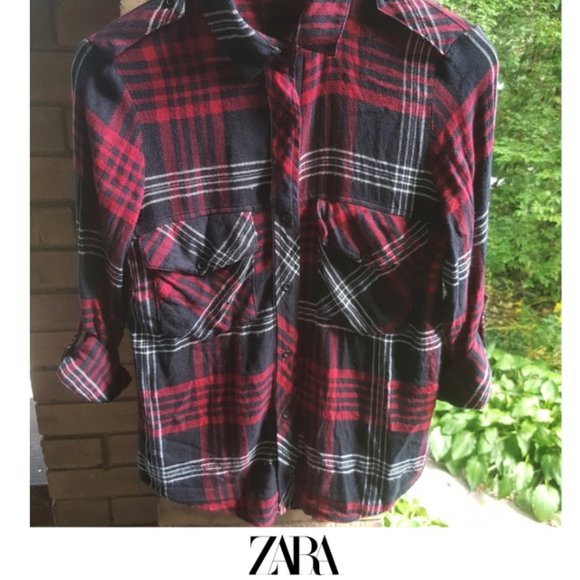 Zara Tops - 3 for $20 - Zara | Flannel Red Black Plaid Shirt